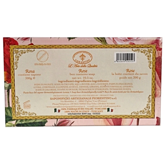 Bar Soap by Saponificio Tuscan Roseto Italian Rosa Rose Scented Soap All Natural - Picture 3 of 3